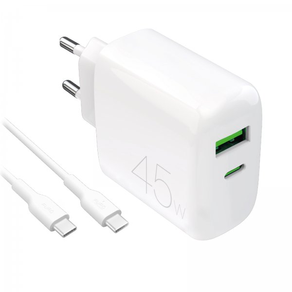 Puro oplader med kabel ProLite Kit USB-C 45W 1.2m Hvid