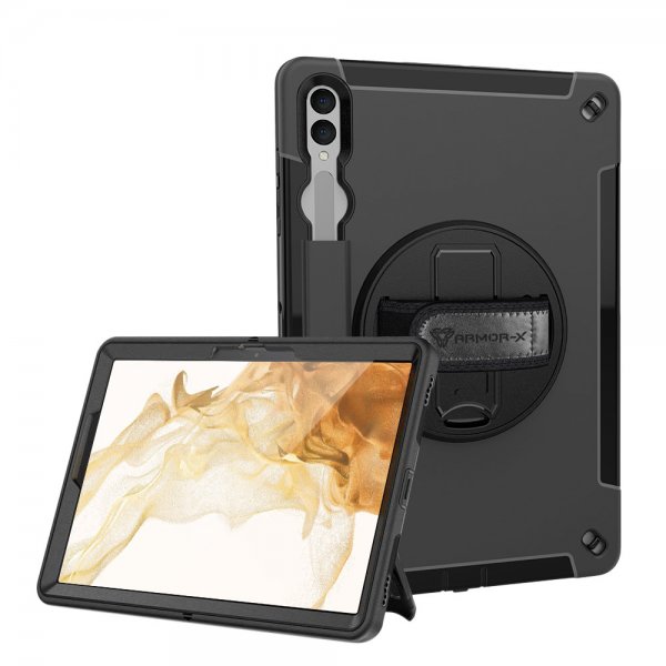 Armor-X Samsung Galaxy Tab S9 FE Plus Cover Vandafvisende Robust Etui Håndrem Kickstand