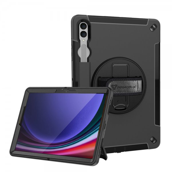 Armor-X Samsung Galaxy Tab S9 Plus Cover Regntæt Robust Etui Håndrem Kickstand
