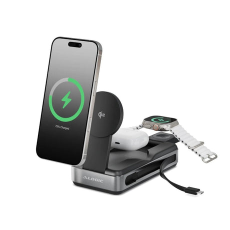 Alogic Powerbank Roam 21 000mAh 6-in-1 Qi2 100W USB-C Sort