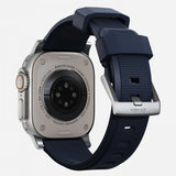 Nomad Apple Watch 44/45/46mm/Apple Watch Ultra Rem Rugged Band Sølv Hardware Atlantic Blå