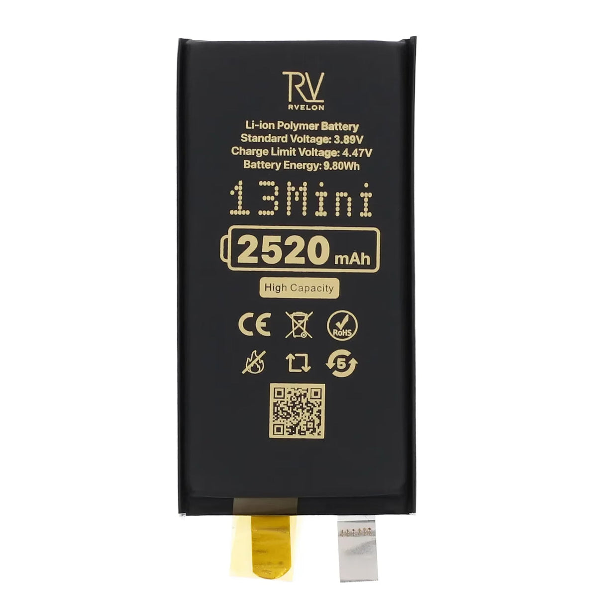 Rvelon Batteri til iPhone 13 mini 2520mAh uden flexkabel
