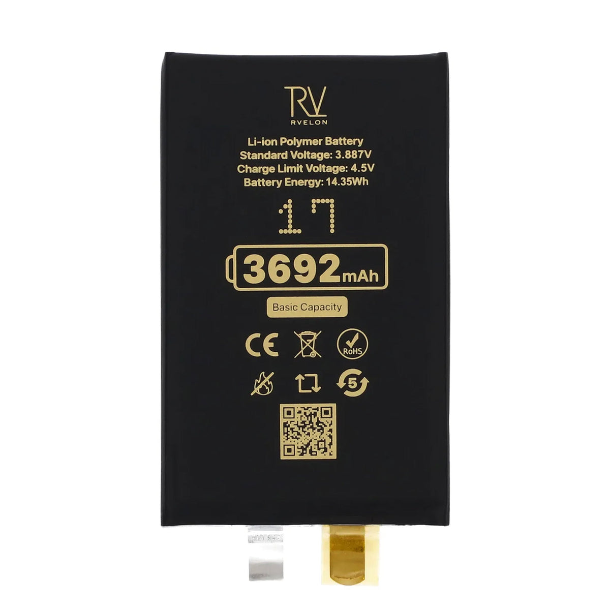 Rvelon Batteri til iPhone 17 3692mAh uden flexkabel
