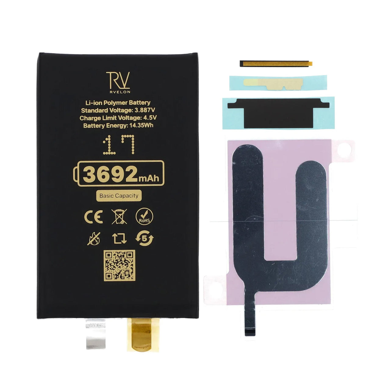 Rvelon Batteri til iPhone 17 3692mAh uden flexkabel