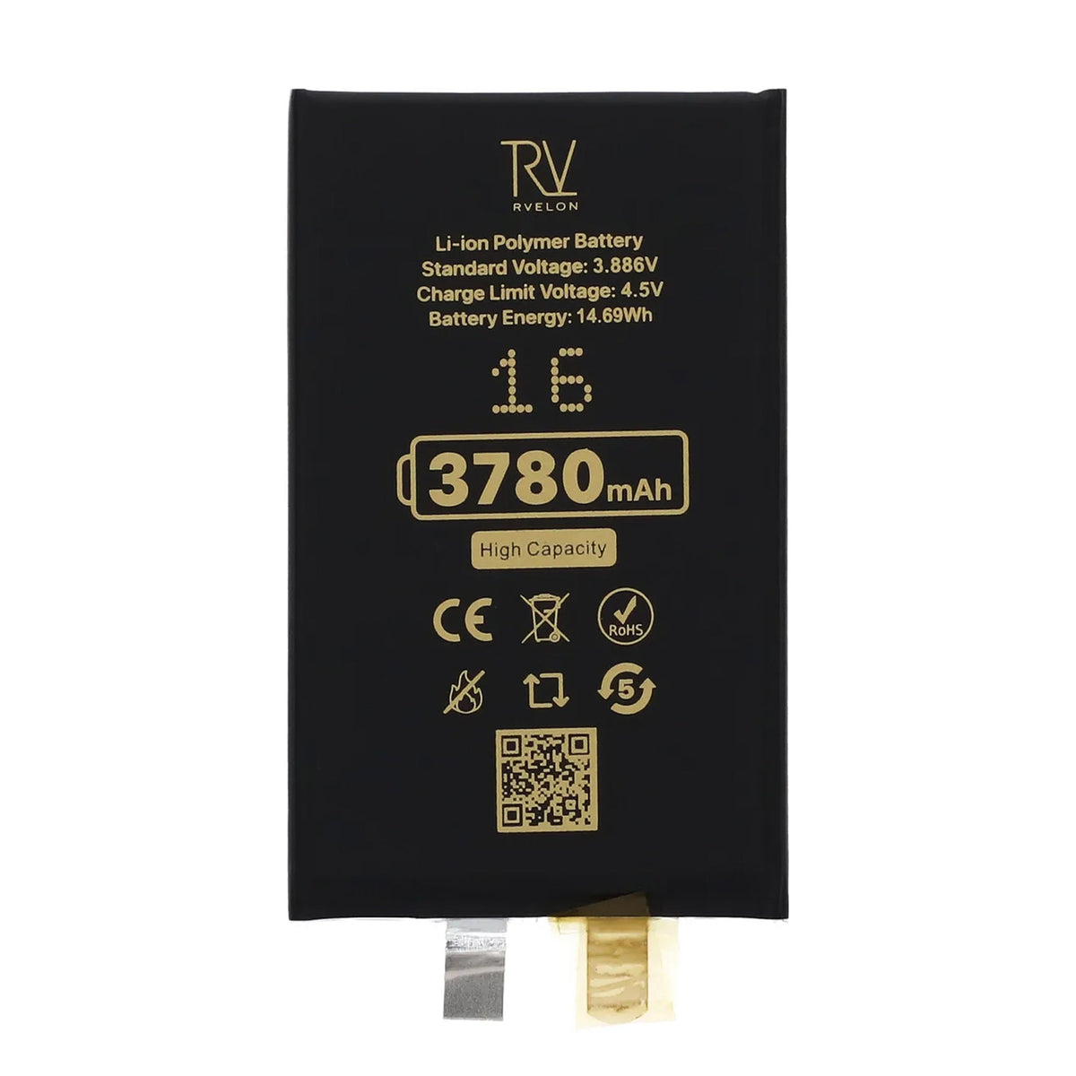 Rvelon Batteri til iPhone 16 3700mAh uden flexkabel