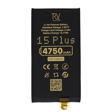Rvelon Batteri til iPhone 15 Plus 4750mAh uden flexkabel