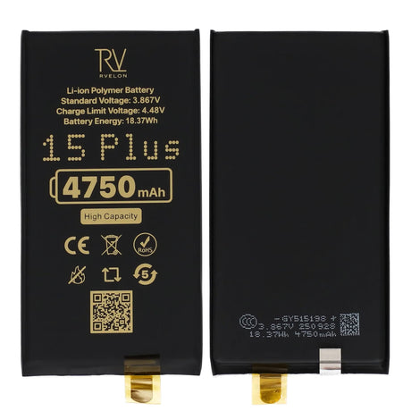 Rvelon Batteri til iPhone 15 Plus 4750mAh uden flexkabel