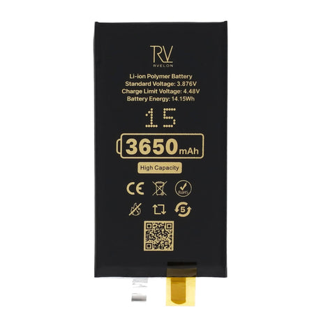 Rvelon Batteri til iPhone 15 3650mAh uden flexkabel