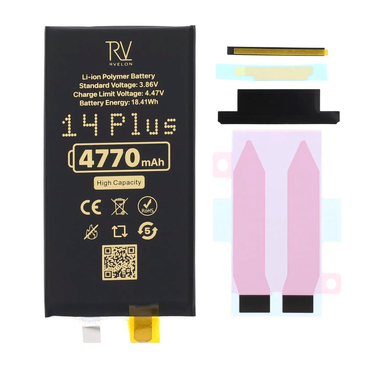 Rvelon Batteri til iPhone 14 Plus 4770mAh uden flexkabel