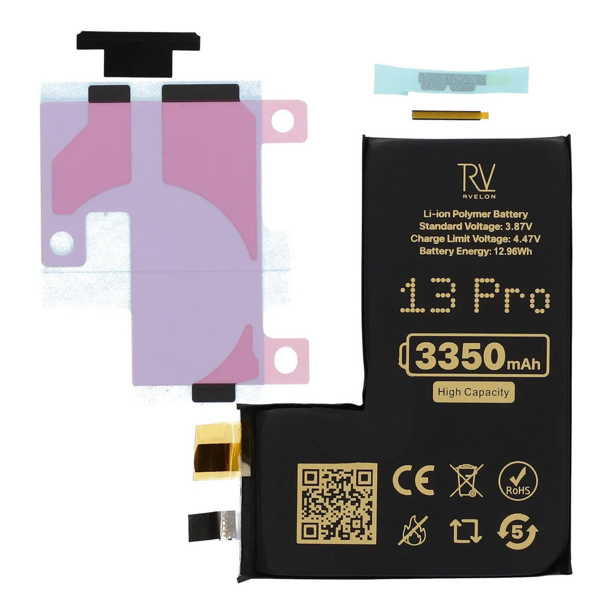 Rvelon Batteri til iPhone 13 Pro 3350mAh uden flexkabel