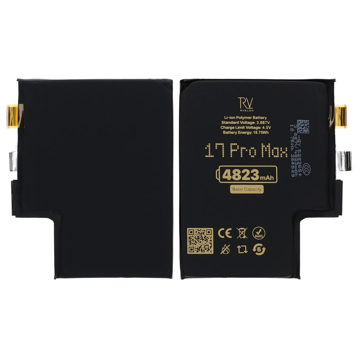 Rvelon Batteri til iPhone 17 Pro Max 4823mAh uden flexkabel