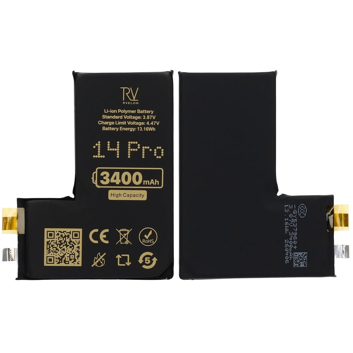 Rvelon Batteri til iPhone 14 Pro 3400mAh uden flexkabel