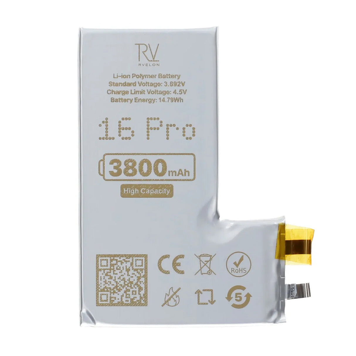Rvelon Batteri til iPhone 16 Pro 3800mAh uden flexkabel