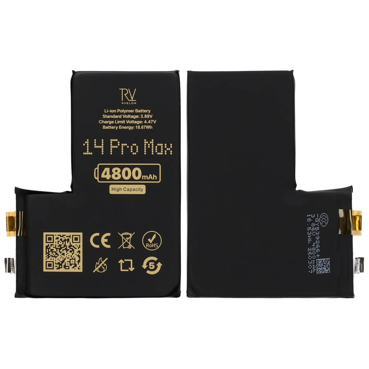 Rvelon Batteri til iPhone 14 Pro Max 4800mAh uden flexkabel