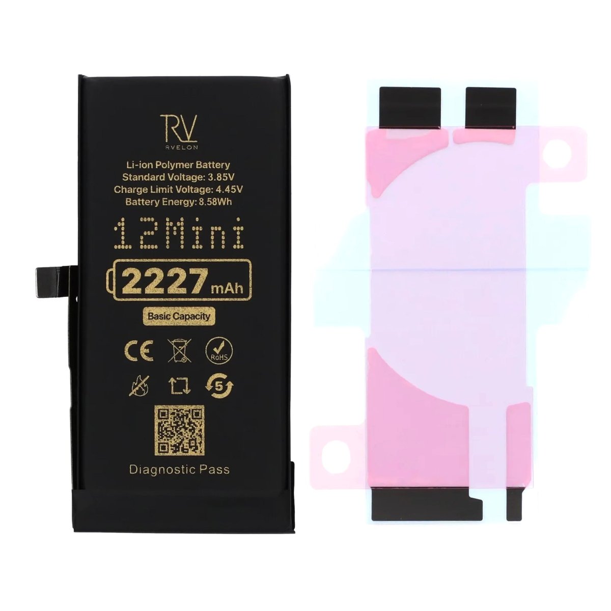 Rvelon Batteri til iPhone 12 Mini – 2227 mAh Original kapacitet
