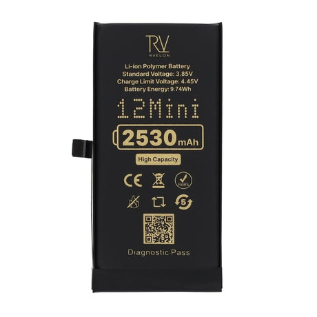 Rvelon Batteri til iPhone 12 Mini – 2530 mAh Høj kapacitet