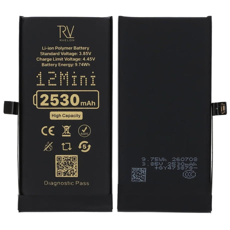 Rvelon Batteri til iPhone 12 Mini – 2530 mAh Høj kapacitet