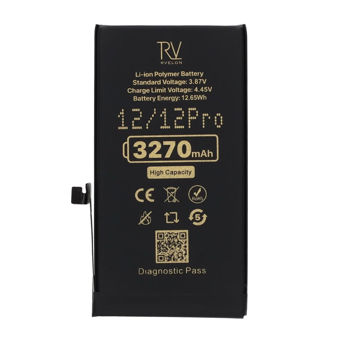 Rvelon Batteri til iPhone 12 og iPhone 12 Pro – 3270 mAh Høj kapacitet