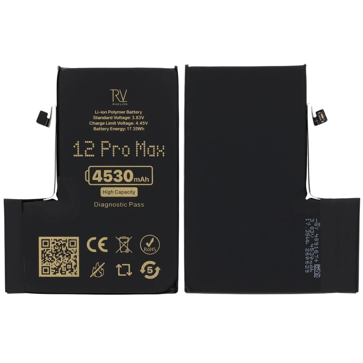 Rvelon Batteri til iPhone 12 Pro Max – 4530 mAh Høj kapacitet