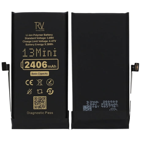 Rvelon Batteri til iPhone 13 Mini – 2406 mAh original kapacitet