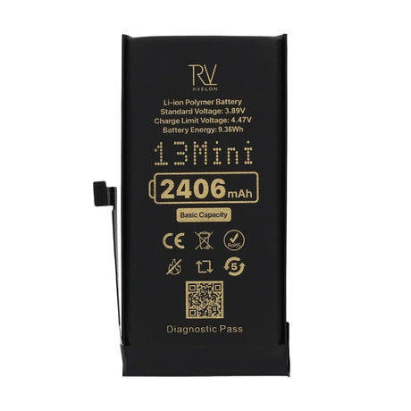 Rvelon Batteri til iPhone 13 Mini – 2406 mAh original kapacitet