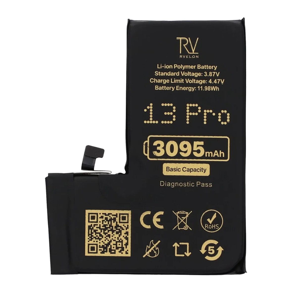 Rvelon Batteri til iPhone 13 Pro – 3095 mAh original kapacitet