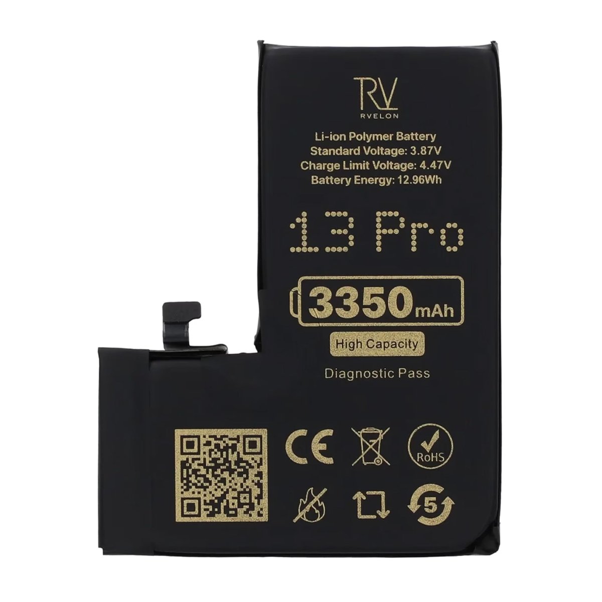 Rvelon Batteri til iPhone 13 Pro – 3350 mAh høj kapacitet