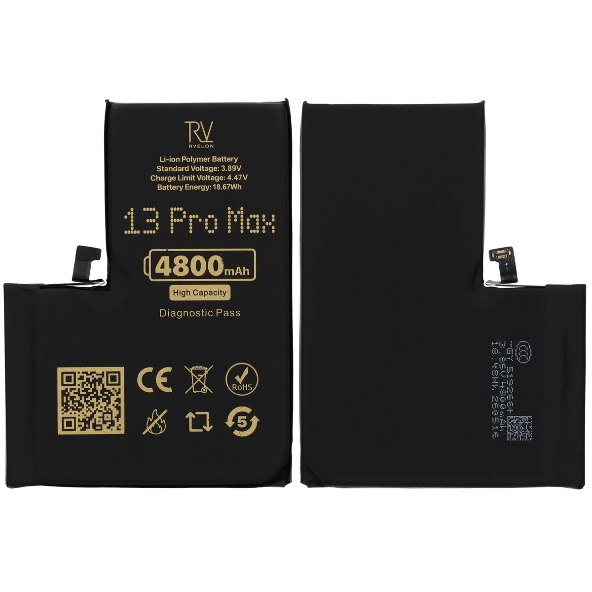 Rvelon Batteri til iPhone 13 Pro Max – 4800 mAh høj kapacitet