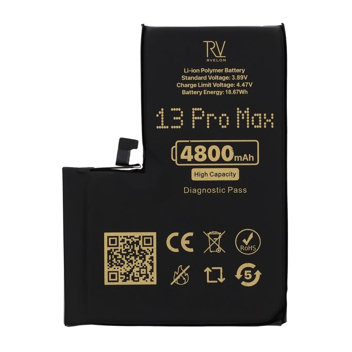 Rvelon Batteri til iPhone 13 Pro Max – 4800 mAh høj kapacitet