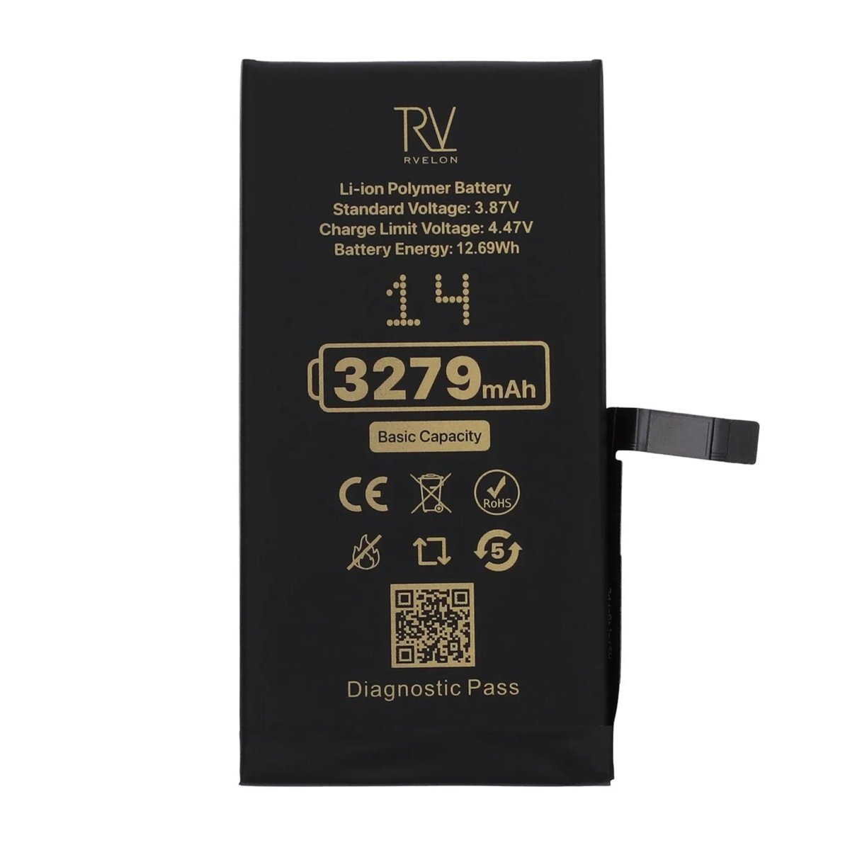 Rvelon Batteri til iPhone 14 – 3279 mAh original kapacitet