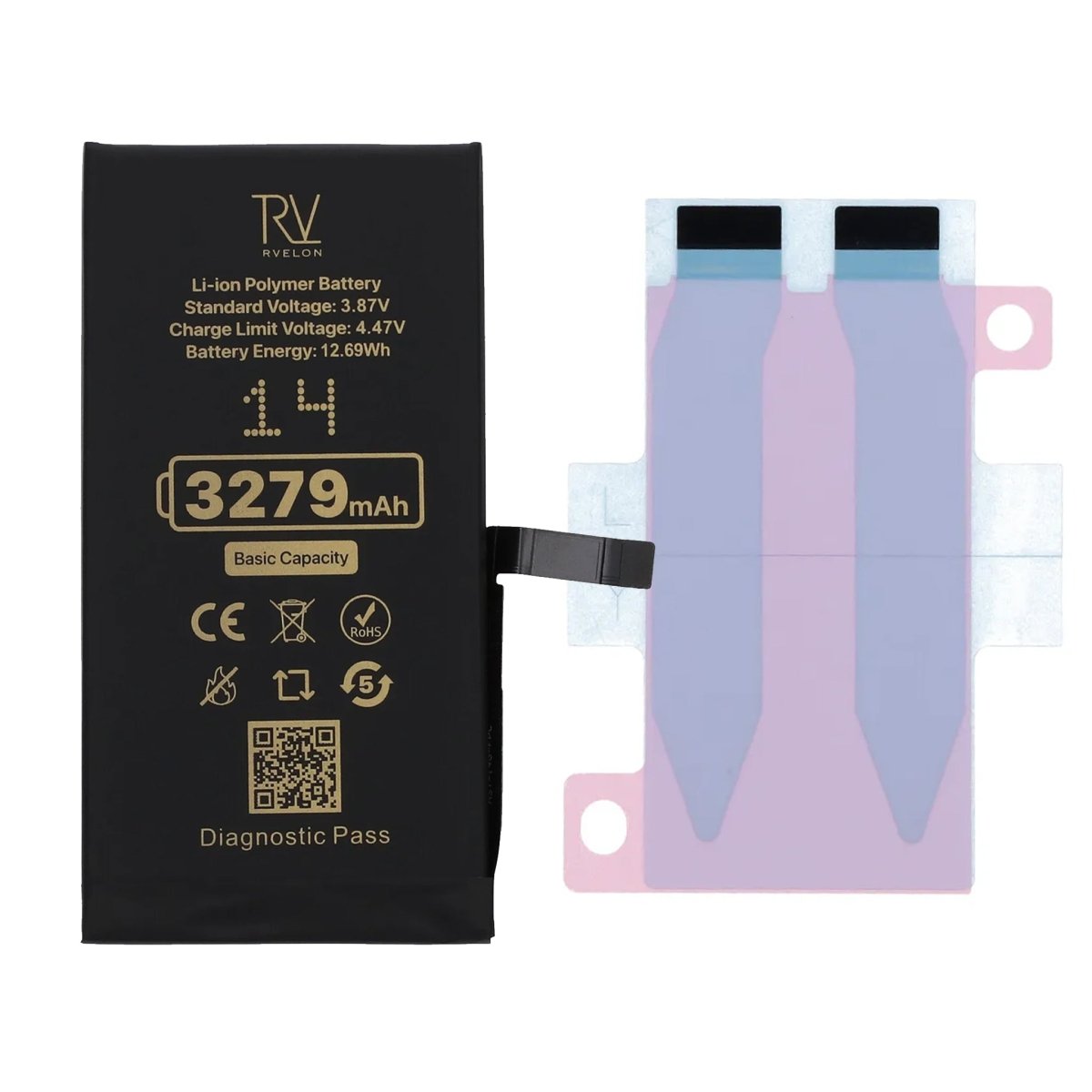 Rvelon Batteri til iPhone 14 – 3279 mAh original kapacitet