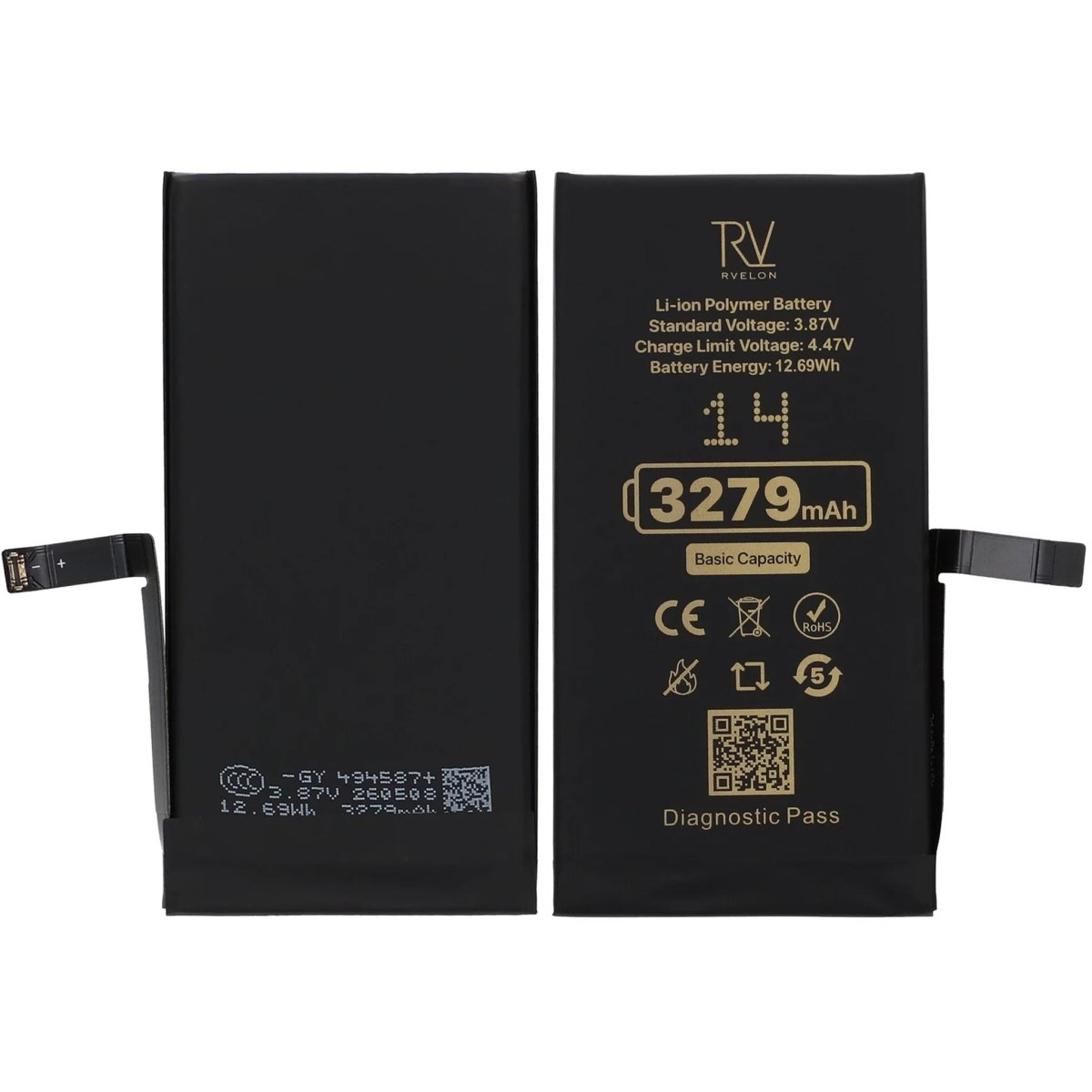 Rvelon Batteri til iPhone 14 – 3279 mAh original kapacitet
