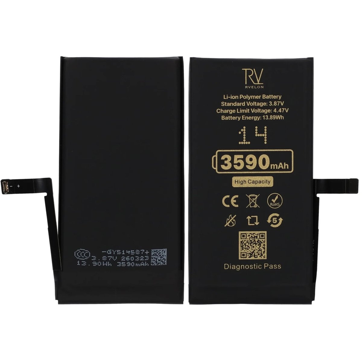 Rvelon Batteri til iPhone 14 – 3590 mAh høj kapacitet