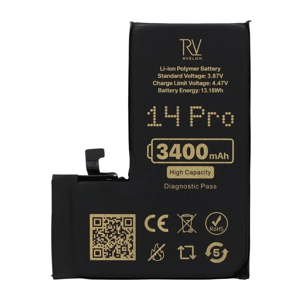 Rvelon Batteri til iPhone 14 Pro – 3400 mAh høj kapacitet