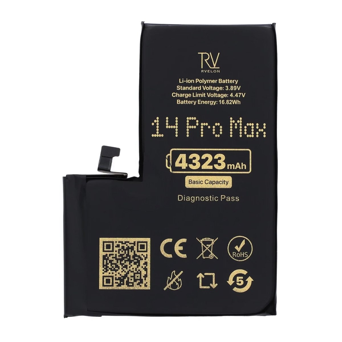 Rvelon Batteri til iPhone 14 Pro Max – 4323 mAh original kapacitet