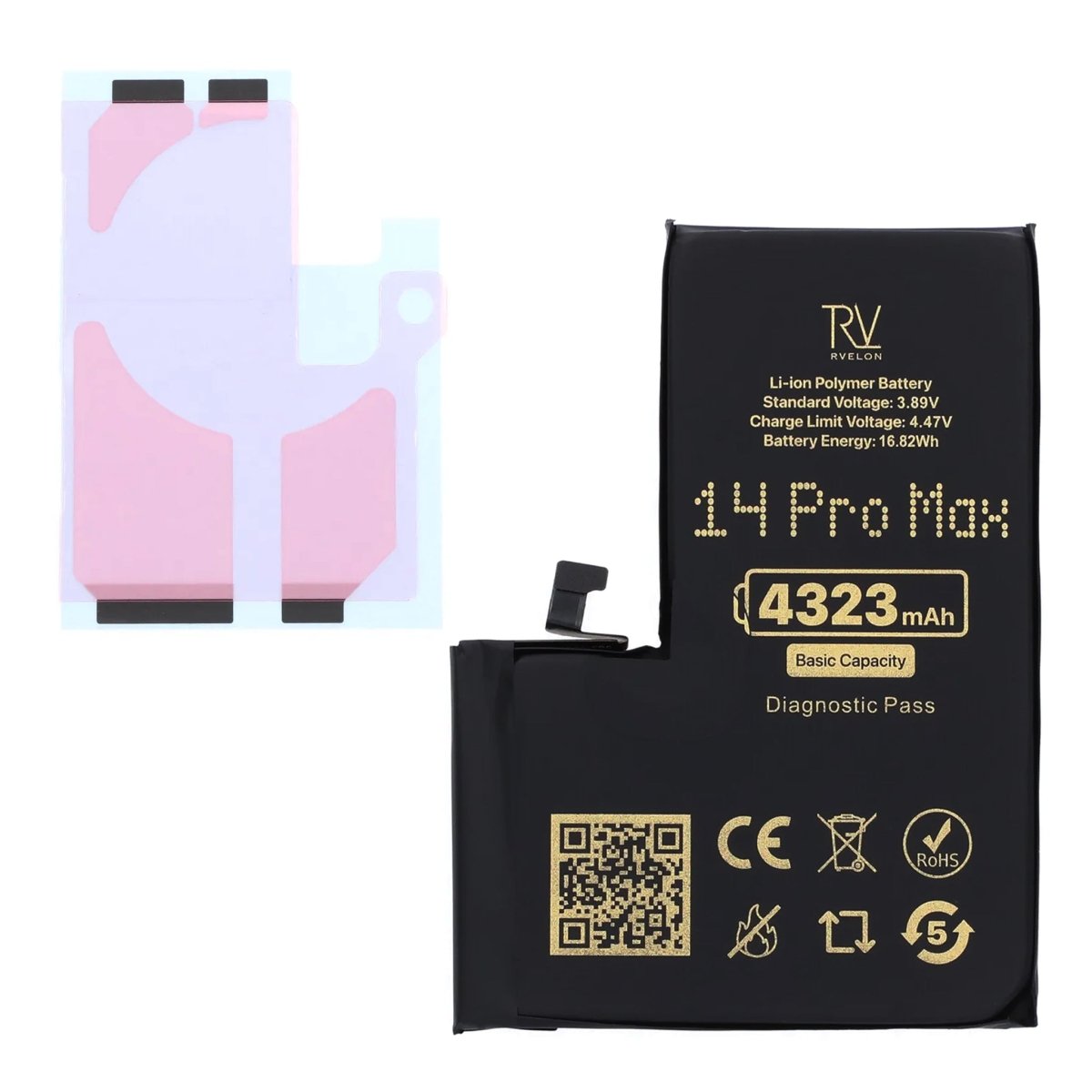 Rvelon Batteri til iPhone 14 Pro Max – 4323 mAh original kapacitet