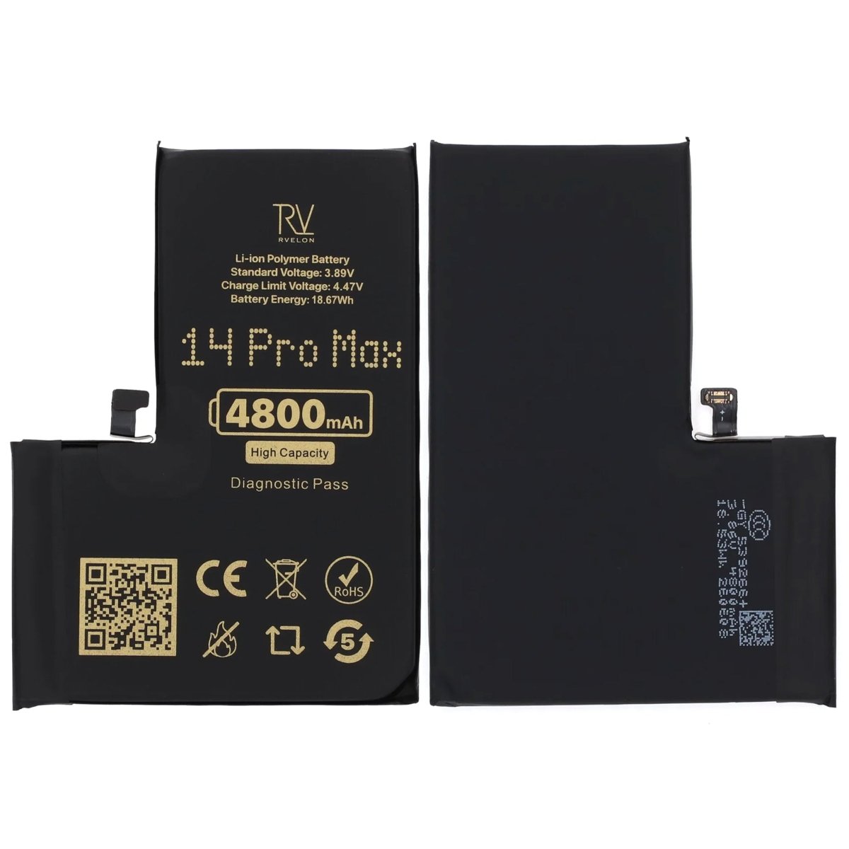 Rvelon Batteri til iPhone 14 Pro Max – 4800 mAh høj kapacitet