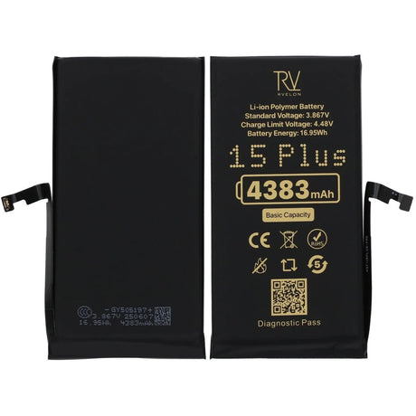 Rvelon Batteri til iPhone 15 Plus – 4383 mAh original kapacitet
