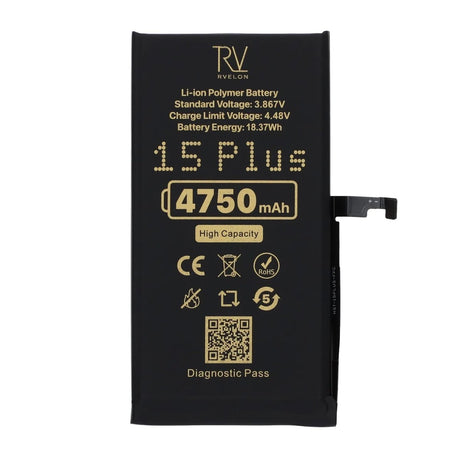 Rvelon Batteri til iPhone 15 Plus – 4750 mAh høj kapacitet