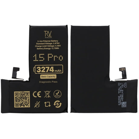 Rvelon Batteri til iPhone 15 Pro – 3274 mAh original kapacitet