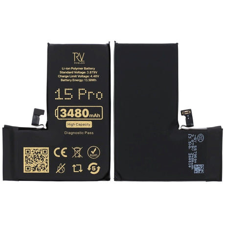 Rvelon Batteri til iPhone 15 Pro – 3480 mAh høj kapacitet