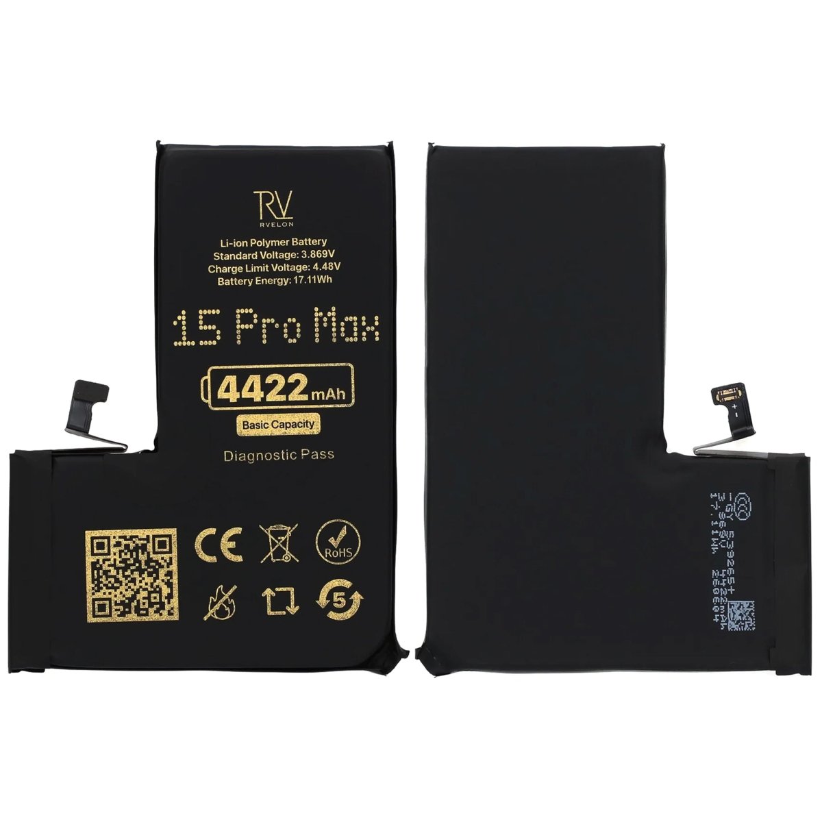 Rvelon Batteri til iPhone 15 Pro Max – 4422 mAh original kapacitet