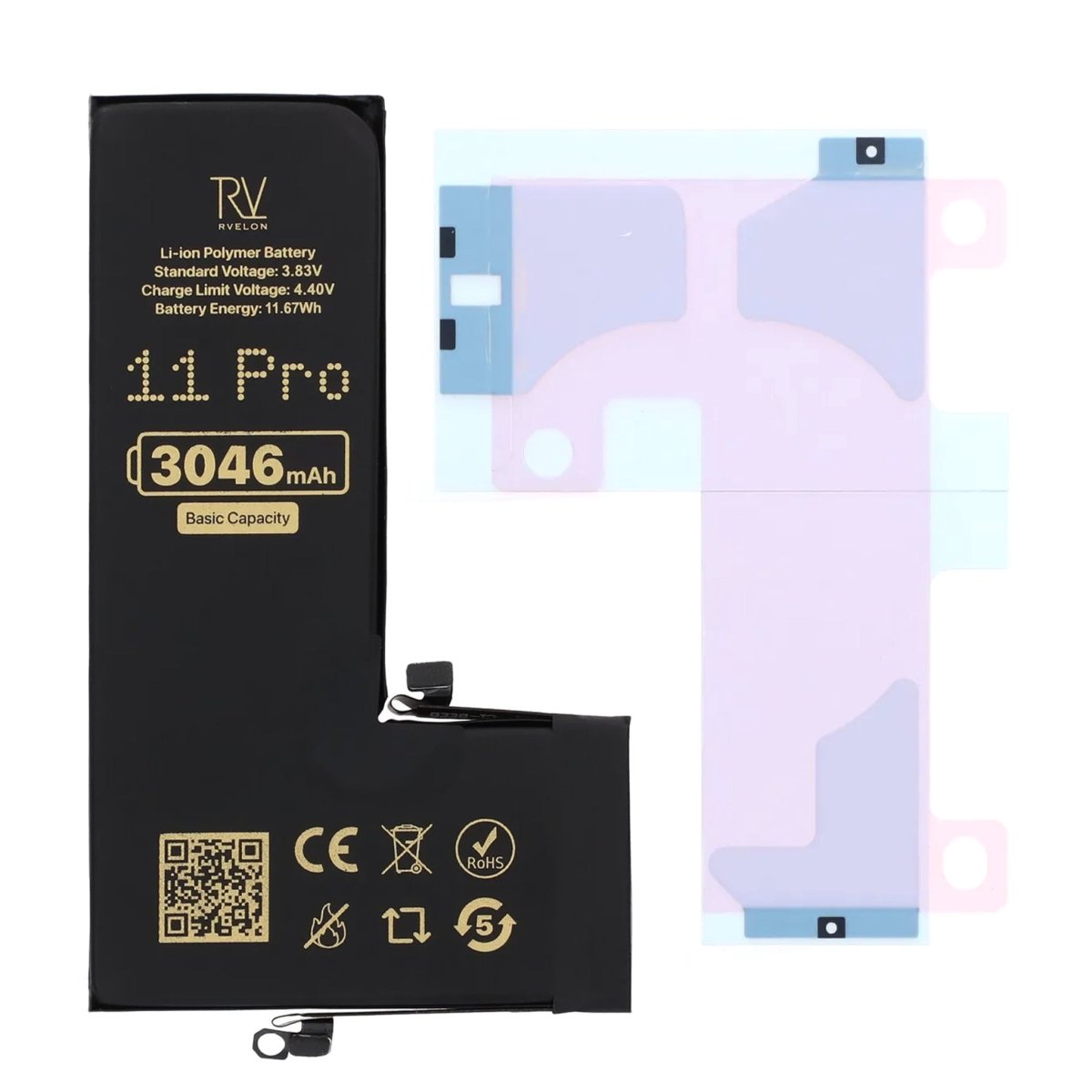 Rvelon Premium Batteri til iPhone 11 Pro - 3046mAh