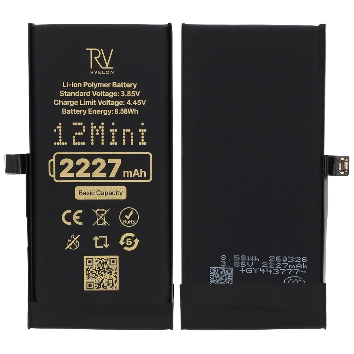 Rvelon Premium Batteri til iPhone 12 Mini - 2227mAh