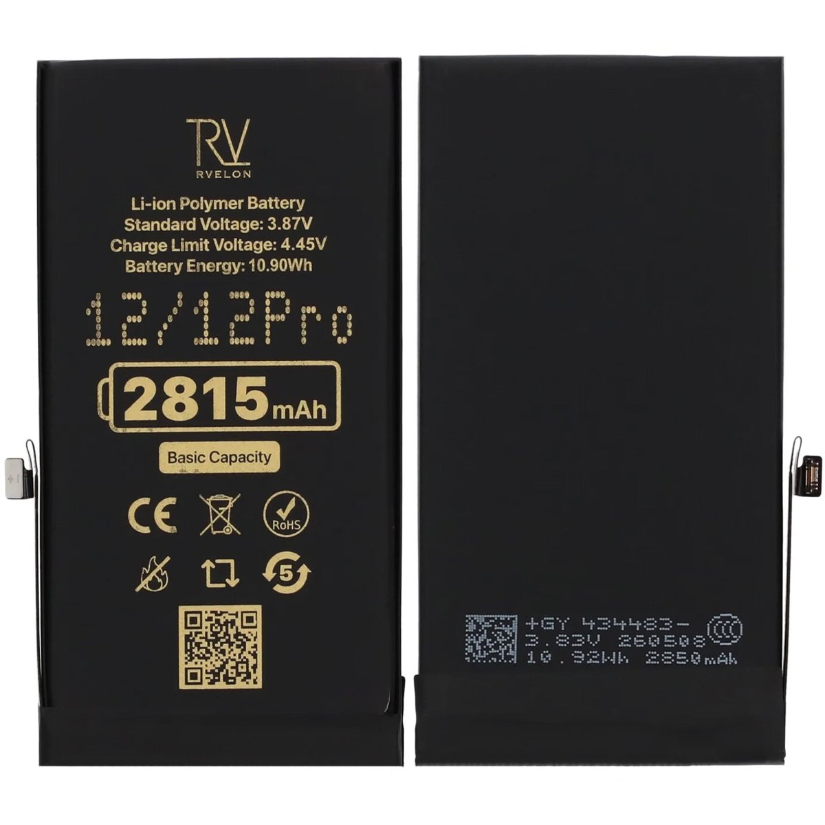Rvelon Premium Batteri til iPhone 12/12 Pro - 2815mAh