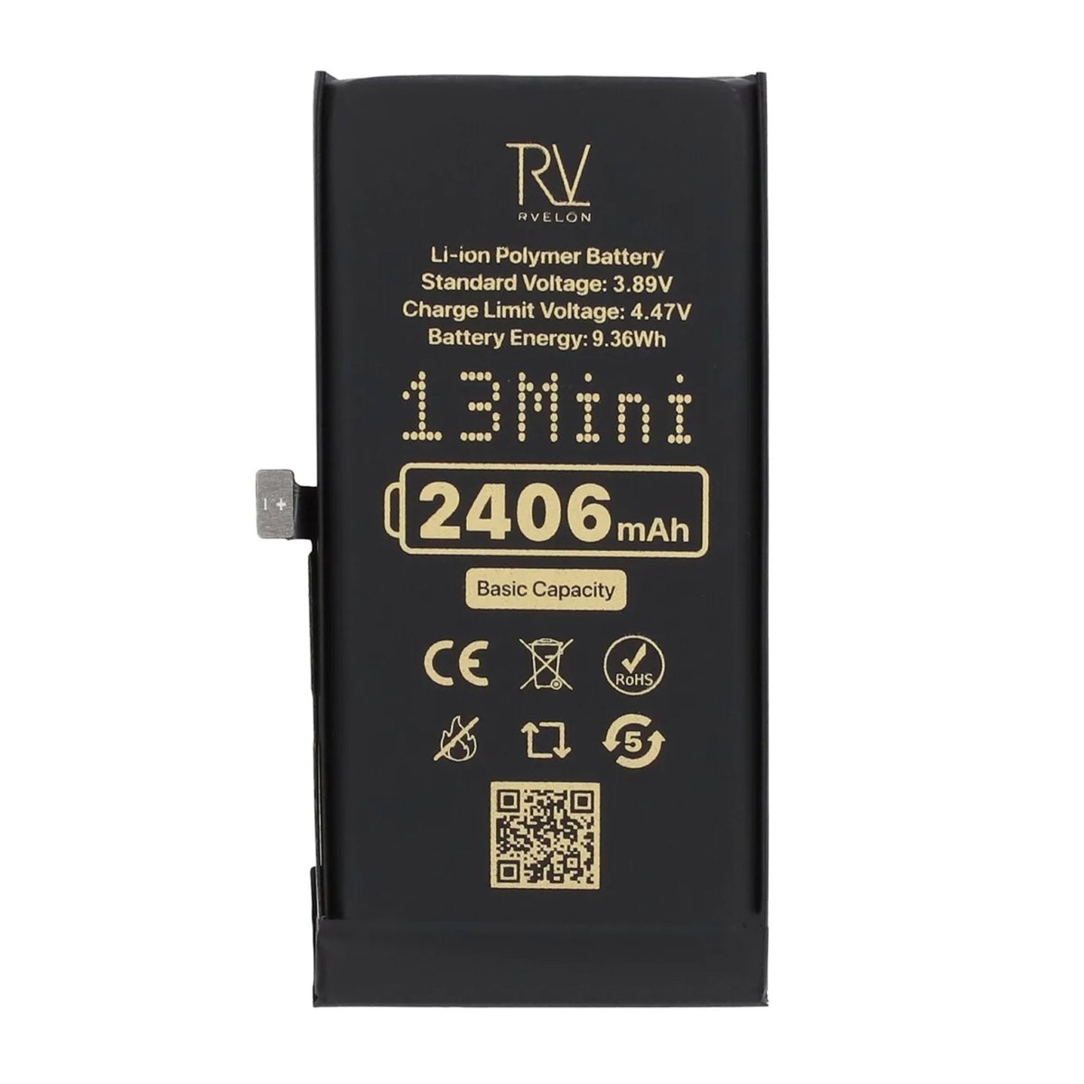Rvelon Premium Batteri til iPhone 13 Mini - 2406mAh