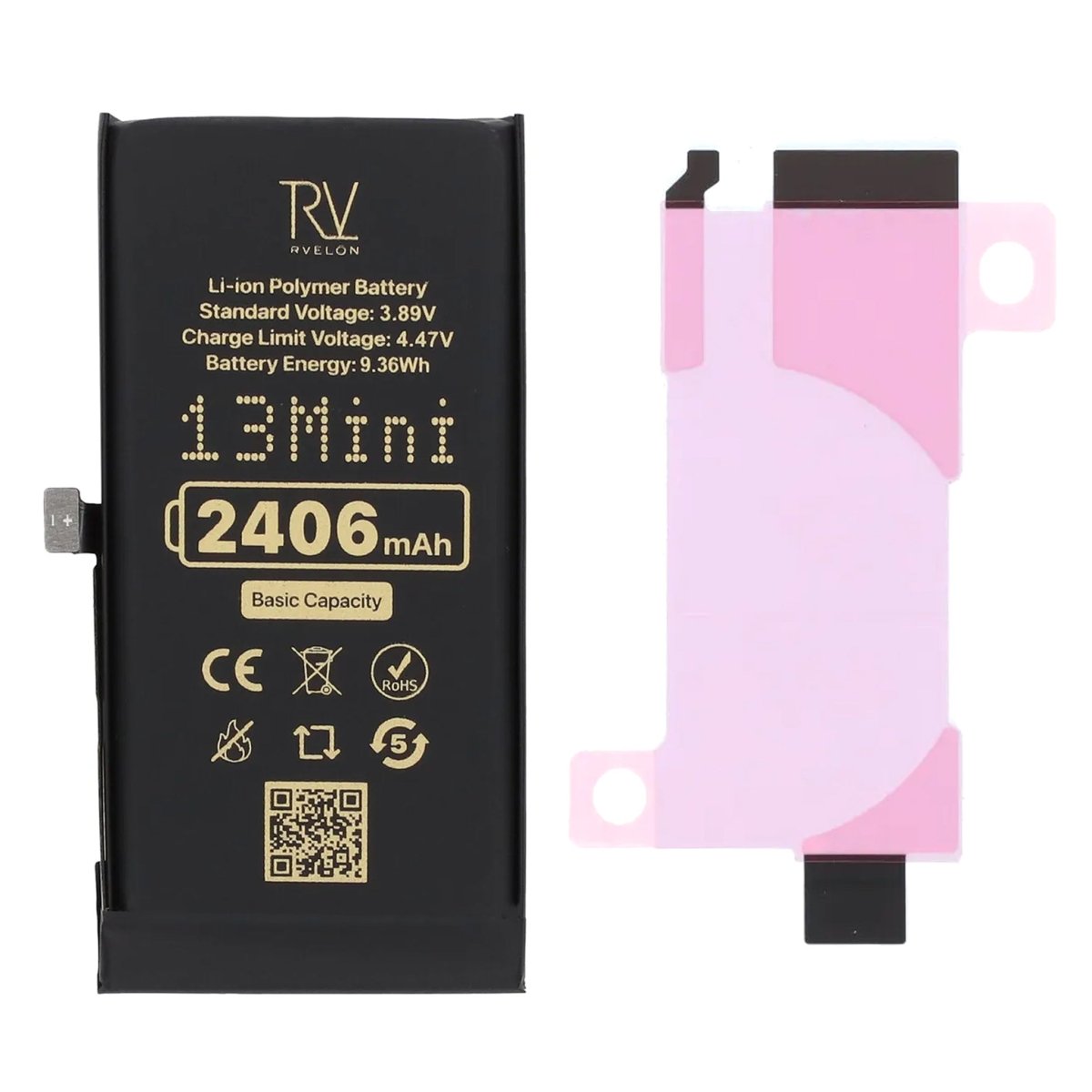 Rvelon Premium Batteri til iPhone 13 Mini - 2406mAh