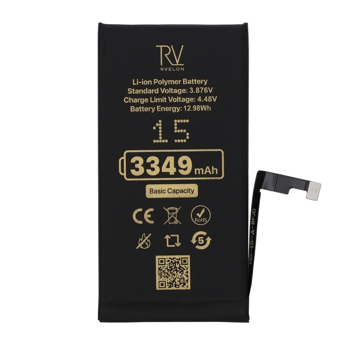 Rvelon Premium Batteri til iPhone 15 - 3349mAh