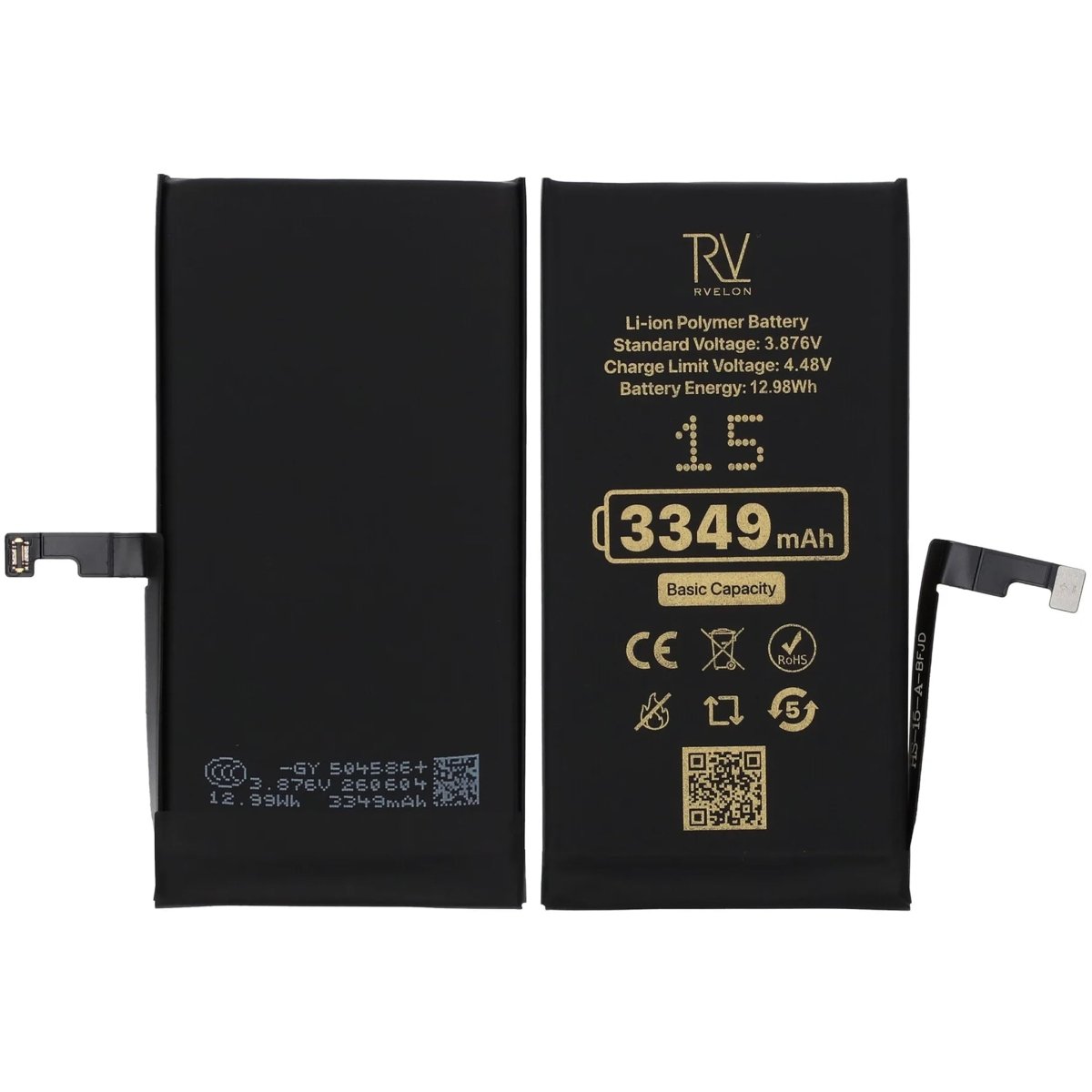 Rvelon Premium Batteri til iPhone 15 - 3349mAh
