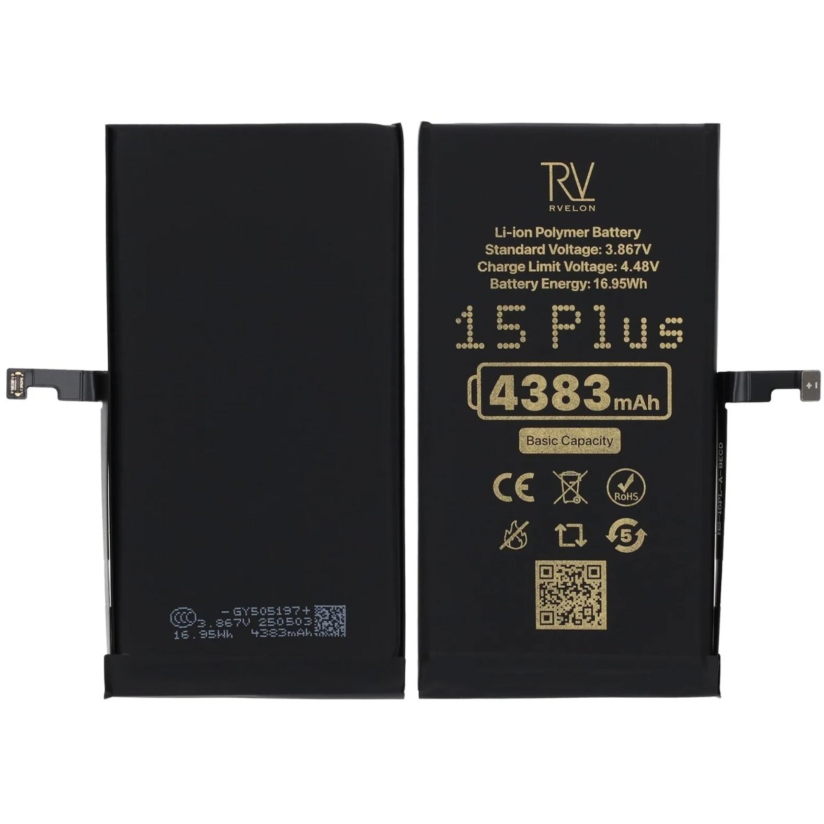 Rvelon Premium Batteri til iPhone 15 Plus - 4383mAh